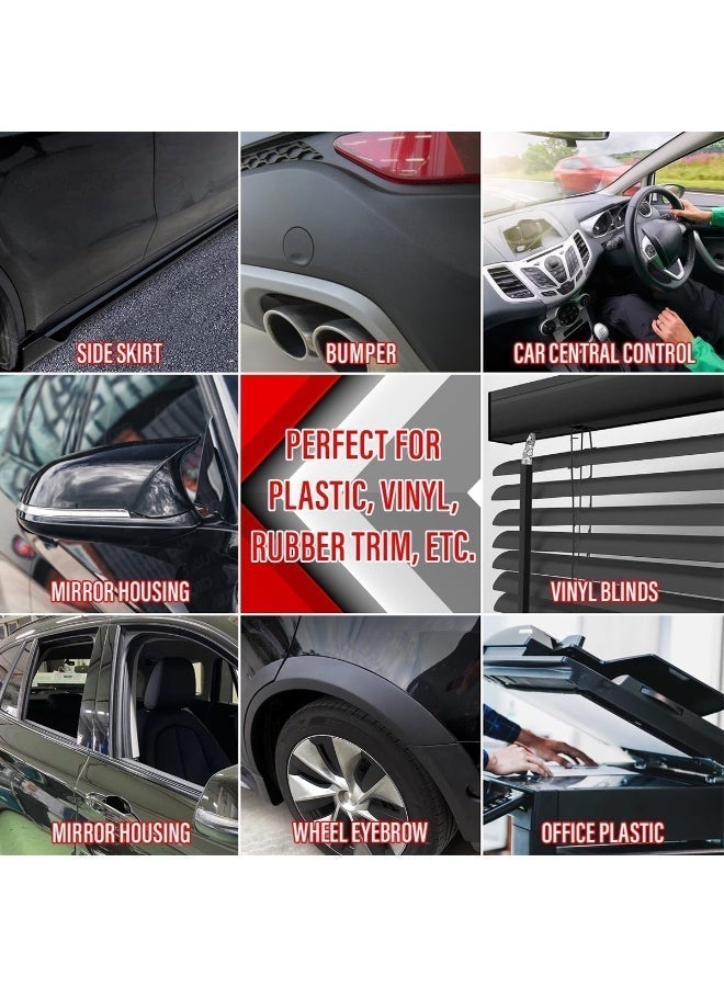 Plastic Restorer Spray 250ml for Car Interior Exterior, Restores Faded Plastic Rubber Vinyl Trim, Instant Black Shine, UV Protection, Dashboard Door Panel Bumper Console Wheel Arch Care, Anti Aging Plastic Polish Spray for Auto Bike SUV Use - Image 5